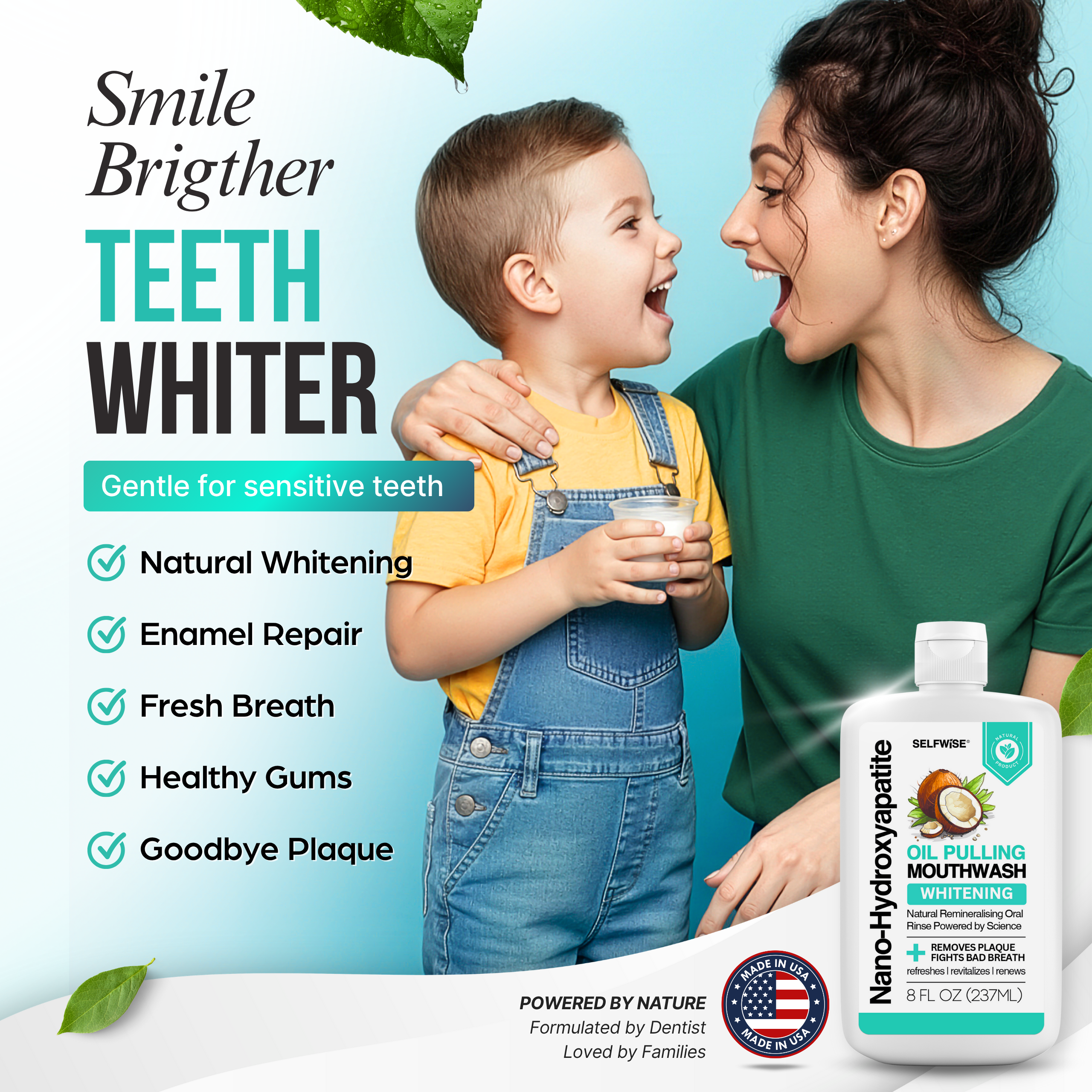 SELFWISE Oil Pulling Mouthwash lifestyle — natural daily oral care routine